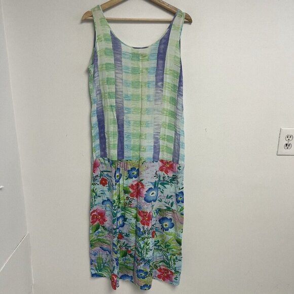 Jams World Blue Check Maxi Midi Summer Dress Womens Multicolor Sz S - Picture 10 of 12
